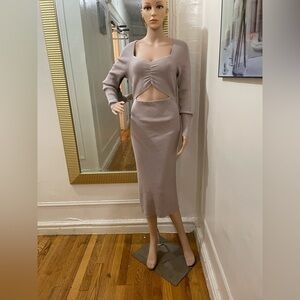 Abercrombie & Fitch cream midi dress long sleeve